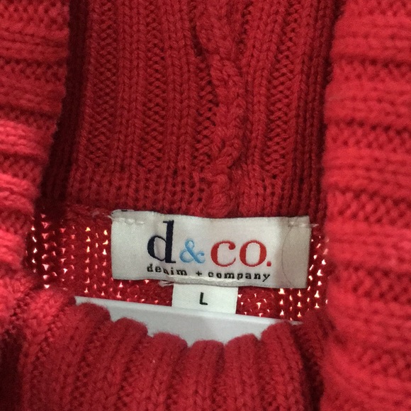 Red Cable Knit Poncho - Picture 3 of 7